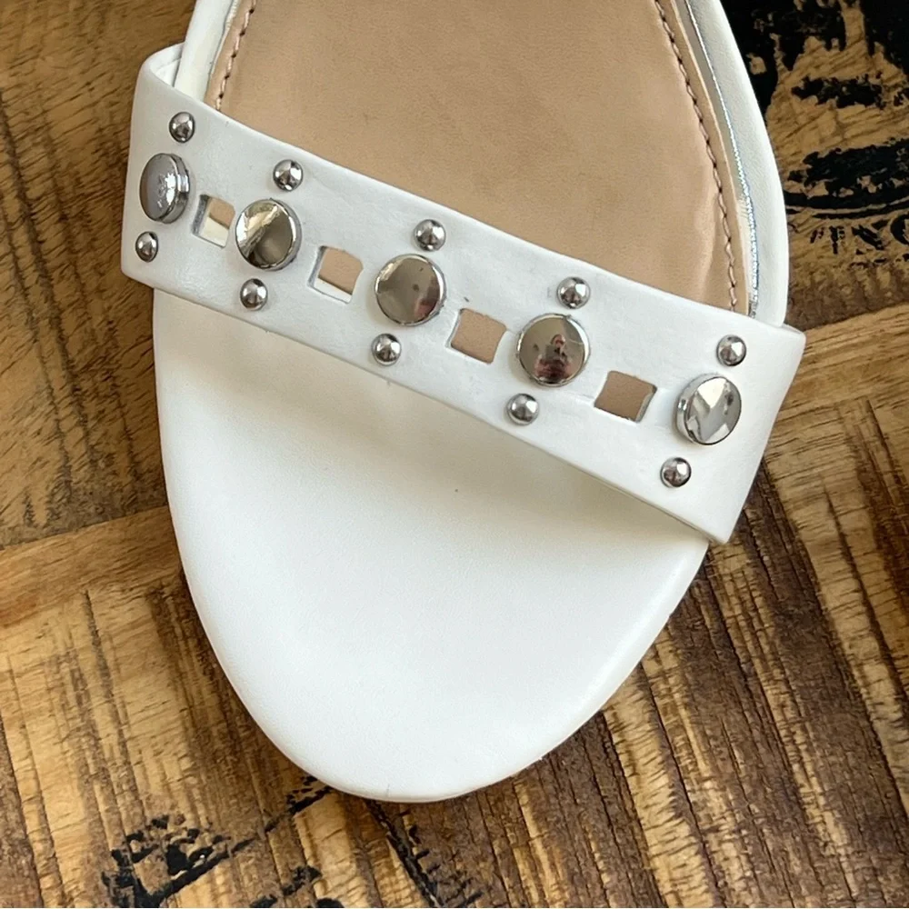 Gianni Bini Shawnell Leather Studded Ankle Strap Platform Stiletto Heels 10 M